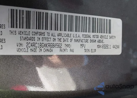 2019 Chrysler Pacifica Touring L из США, поврежденный, VIN 2C4RC1BGXKR680562